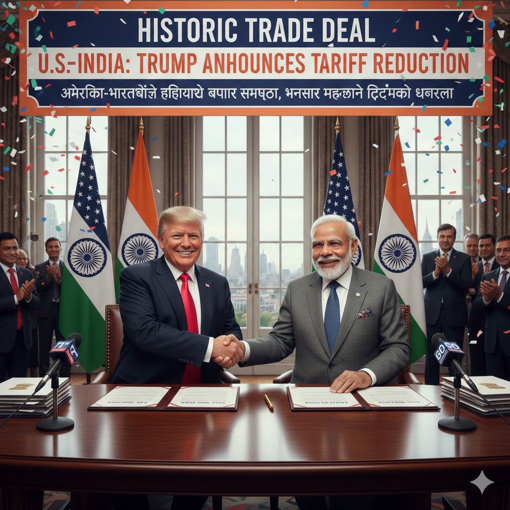 अमेरिका–भारतबीच ऐतिहासिक व्यापार सम्झौता, भन्सार महशुल घटाउने ट्रम्पको घोषणा