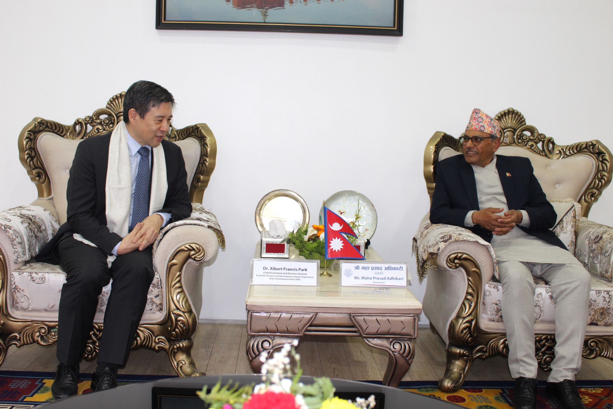 ADB Chief Economist Dr. Albert Francis Park Pays Courtesy Call on Nepal Rastra Bank Governor 