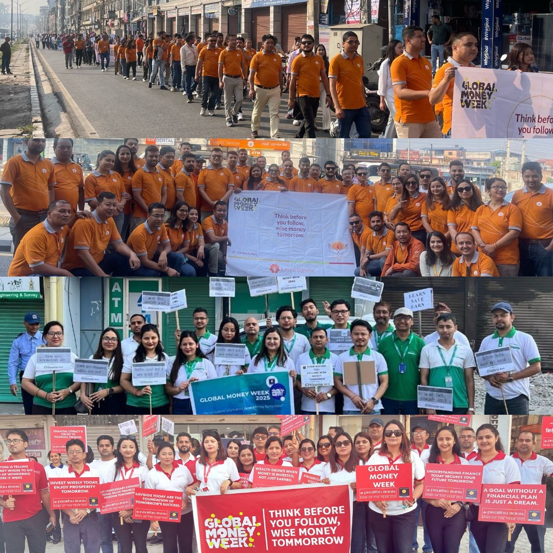 बैंकर्स संघको बागमती समितिद्धारा चितवनमा ग्लोबल मनी विक २०२५ को अवसरमा वित्तीय साक्षरताको र्याली सम्पन्न